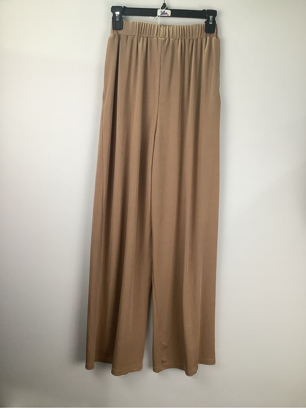 Cider Ribbed Elastic Waist Wide-Leg Pants - Coffee Brown womens size S - Picture 5 of 5